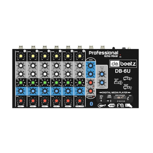 DaBeatz DB-6U 6-Channel Stereo Echo DJ Sound Mixer with USB (Black)