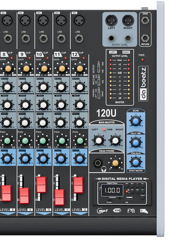 Dabeatz SM120U Professional 12 Channel Audio Mixer